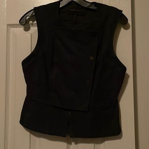 Blue suede zip up/snap up crop top